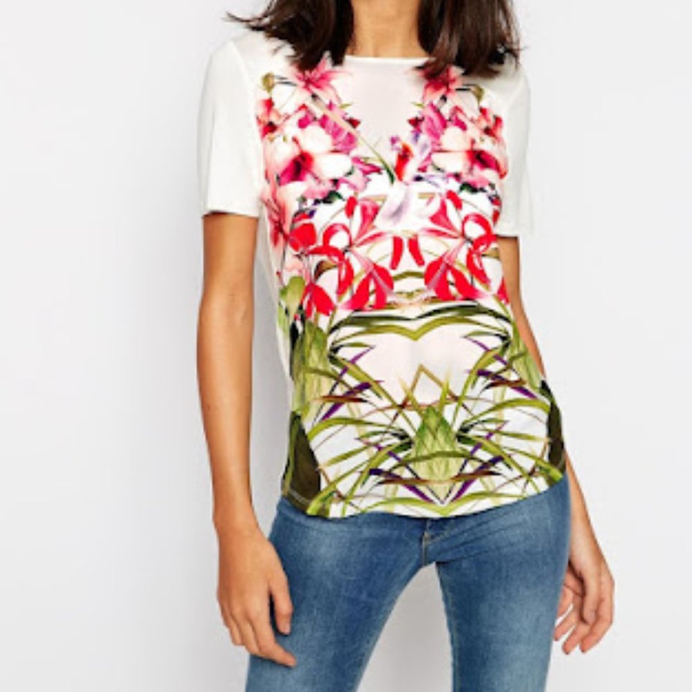 😍TED BAKER London 🌴Mirrored tropics Print Tee 😍TB SIZE 1